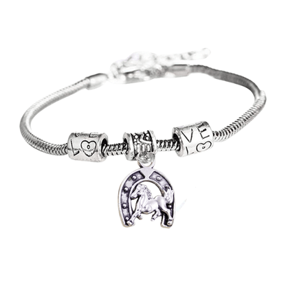 Horse Charm Bracelet with Horseshoe 1 Charm