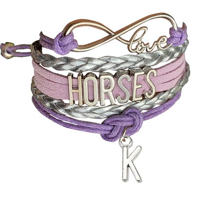 Personalized Horse Letter Charm Bracelet - Pick Color
