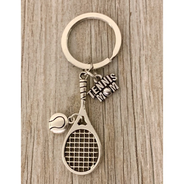 Tennis Racket Keychain with Tennis Mom Charm