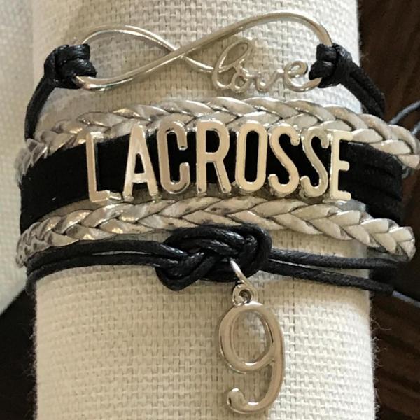 Personalized Lacrosse Bracelet with Number Charm