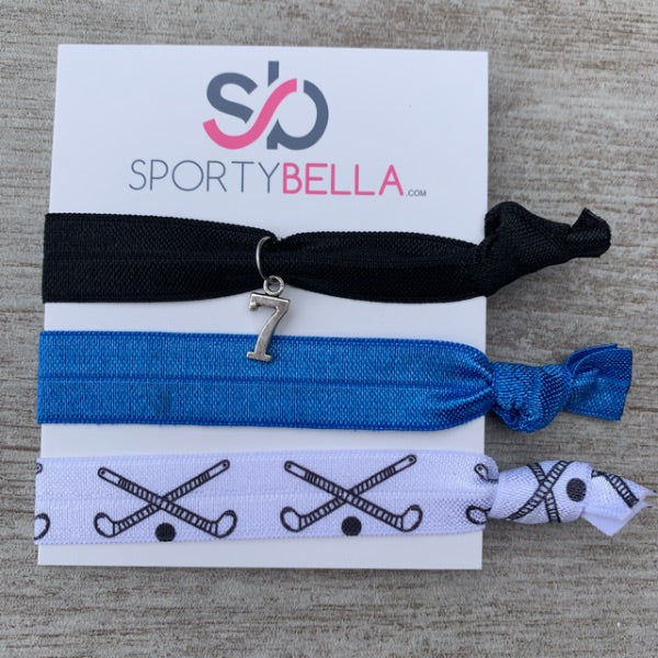 Custom Field Hockey Hair Ties with Number Charm & Team Colors - Sportybella
