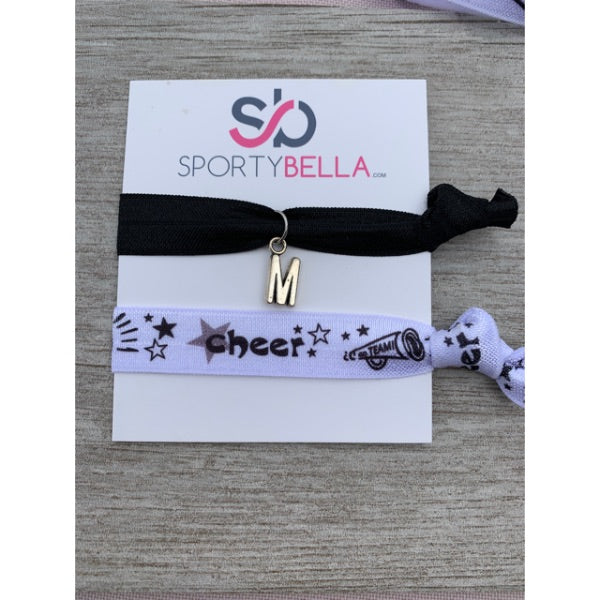 Custom Cheer Hair Ties with Letter Charm - Sportybella