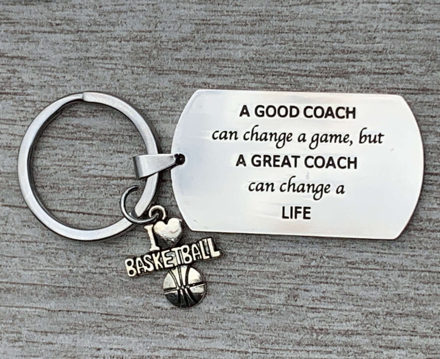 Basketball Coach Keychain - A Great Coach Can Change a Life - Sportybella