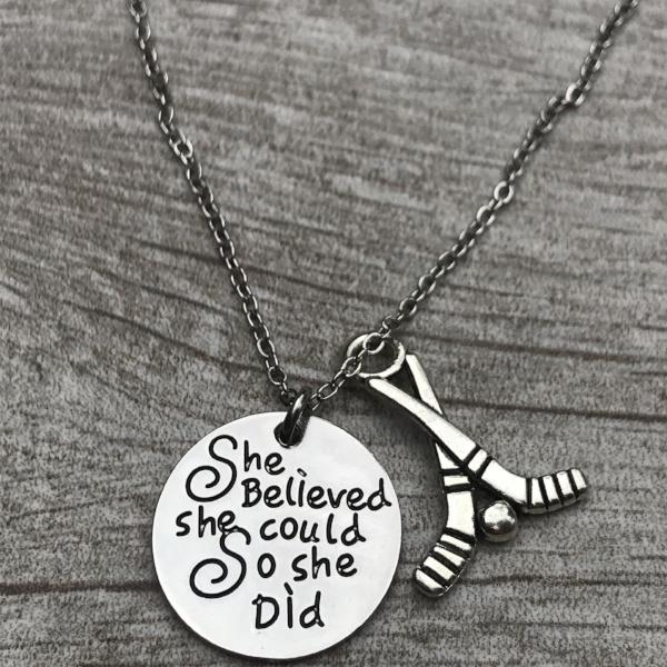 Ice Hockey She Believed She Could So She Did Necklace