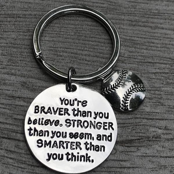 Infinity Collection Softball You’re Braver Than You Believe Inspirational Keychain - Sportybella