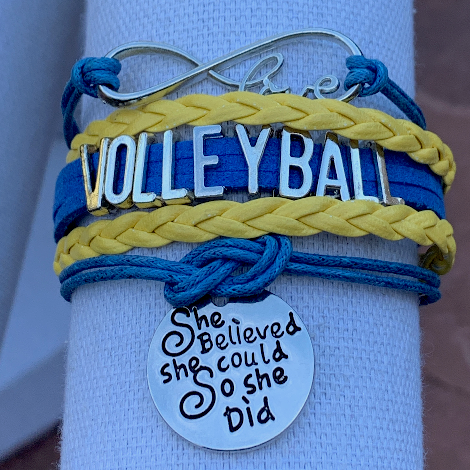 Volleyball She Believed She Could  Bracelet - Pick Your Team Colors