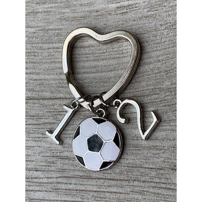 Personalized Soccer Heart Keychain - Number Charms