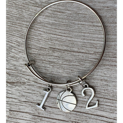 Personalized Basketball Charm Bracelet with Number Charms