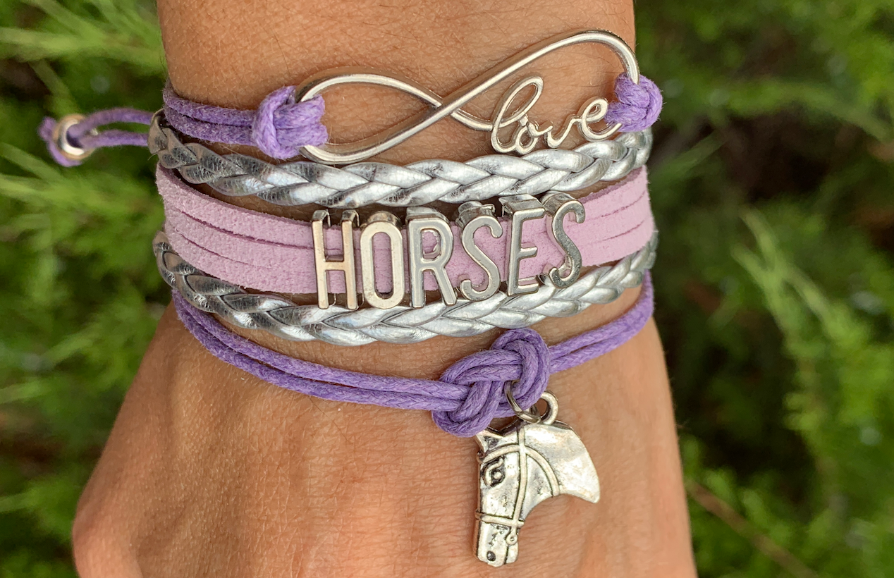 Purple Horse Infinity Bracelet -Pick Charm