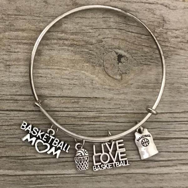 Basketball Mom Charm Bangle Bracelet - Sportybella