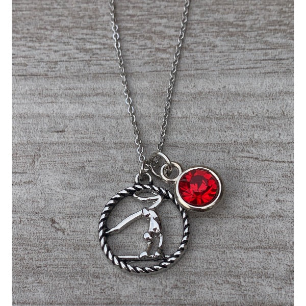 Personalized Girls Gymnastics Necklace with Birthstone Charm