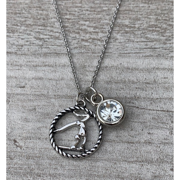 Personalized Girls Gymnastics Necklace with Birthstone Charm