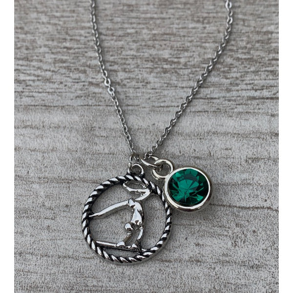 Personalized Girls Gymnastics Necklace with Birthstone Charm