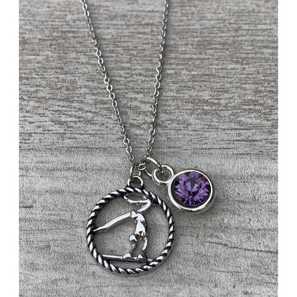 Personalized Girls Gymnastics Necklace with Birthstone Charm