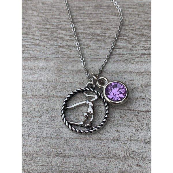 Personalized Girls Gymnastics Necklace with Birthstone Charm