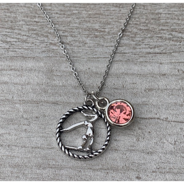 Personalized Girls Gymnastics Necklace with Birthstone Charm