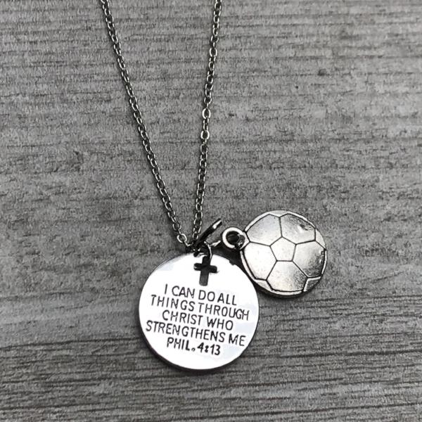 soccer christ necklace