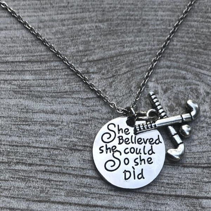 Field Hockey She Believed She Could So She Did Necklace - Sportybella