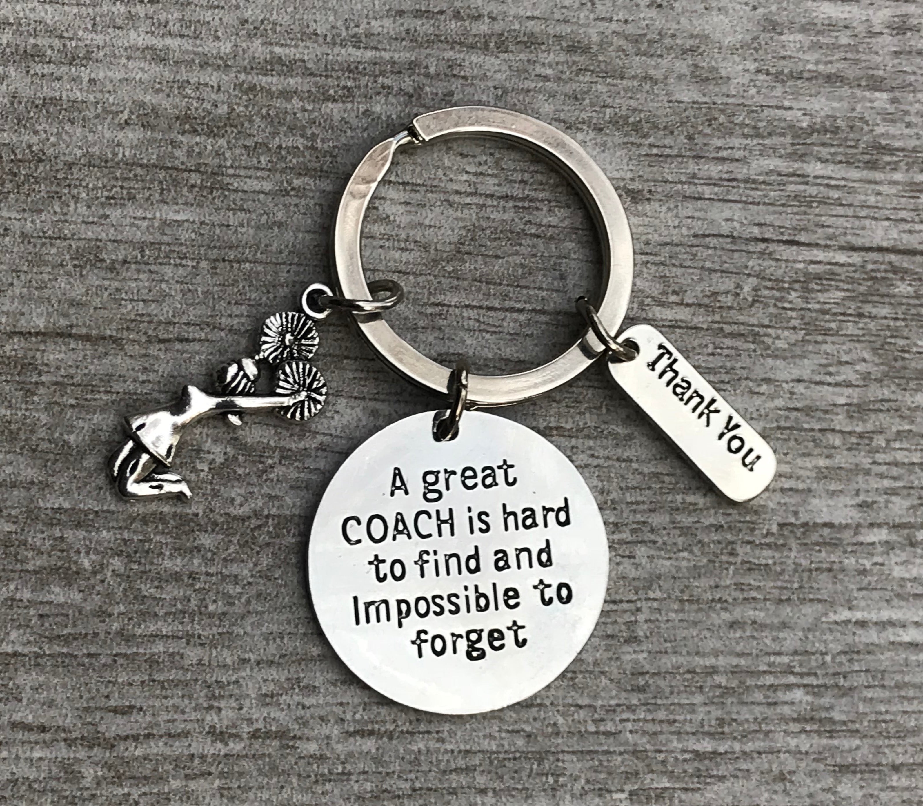 Cheer Great Coach is Hard to Find But Impossible to Forget Keychain - Sportybella