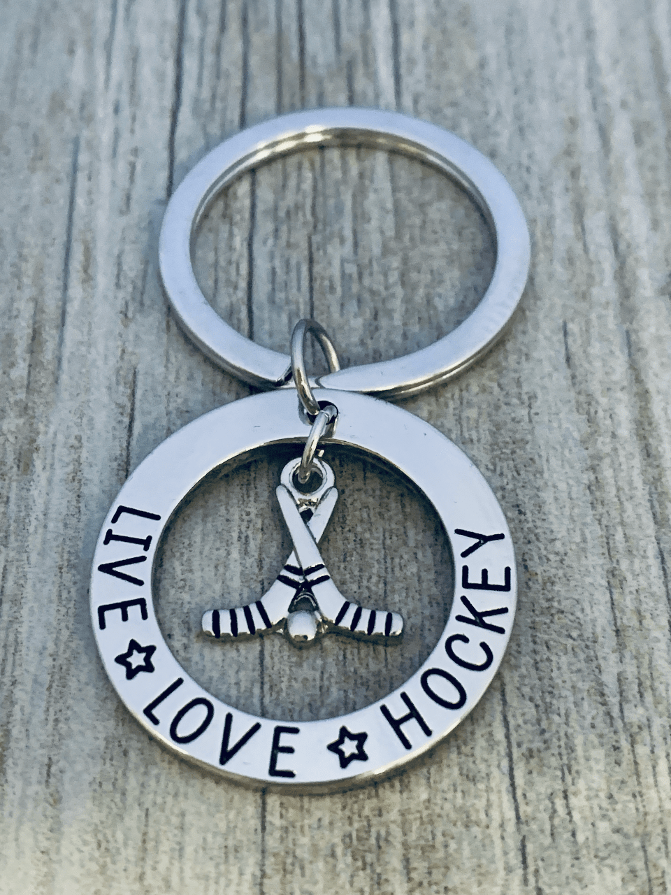 Ice Hockey Charm Keychain - Live Love Hockey - Sportybella