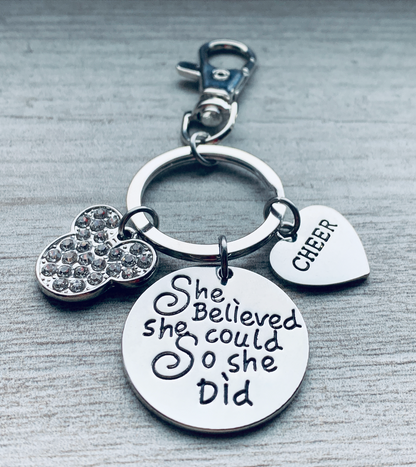 Cheer She Believed She Could Zipper Pull Keychain - D2 Summit, Worlds Gift