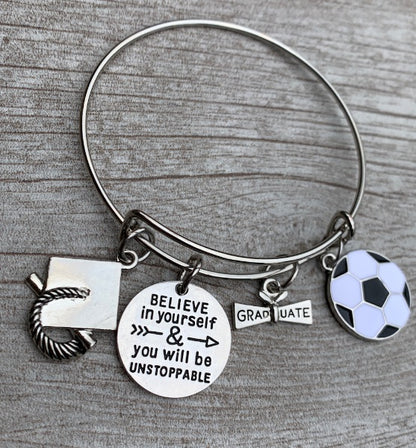 soccer graduation bracelet