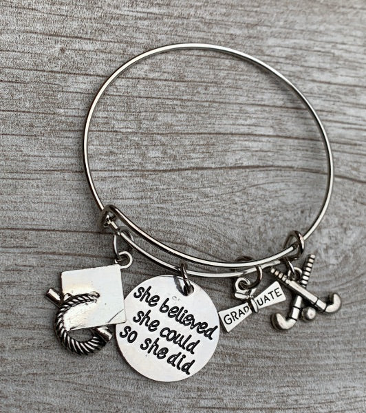 2020 Field Hockey Graduation Bracelet - She Believed She Could