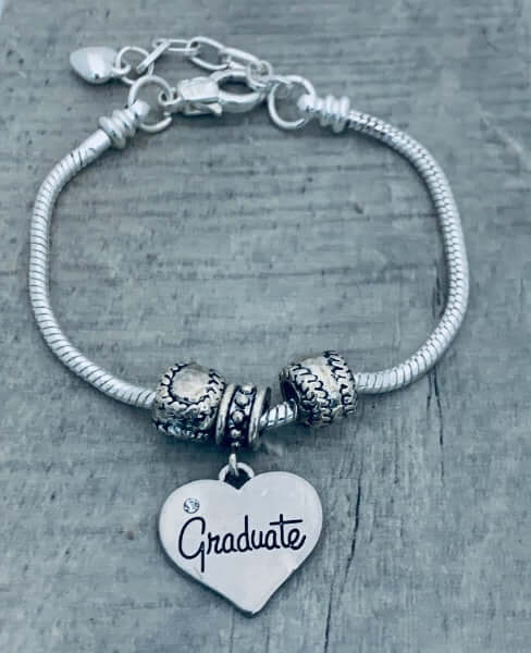 Graduation Charm Bracelet with Softball Charms