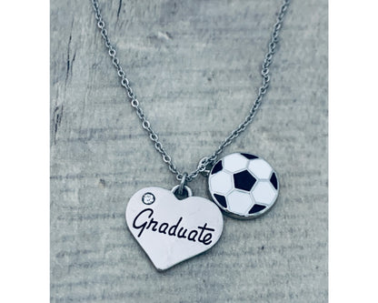 Girls soccer Graduation Charm Necklace - Sportybella