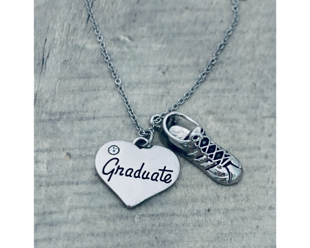 girls running Graduation Charm Necklace - Sportybella