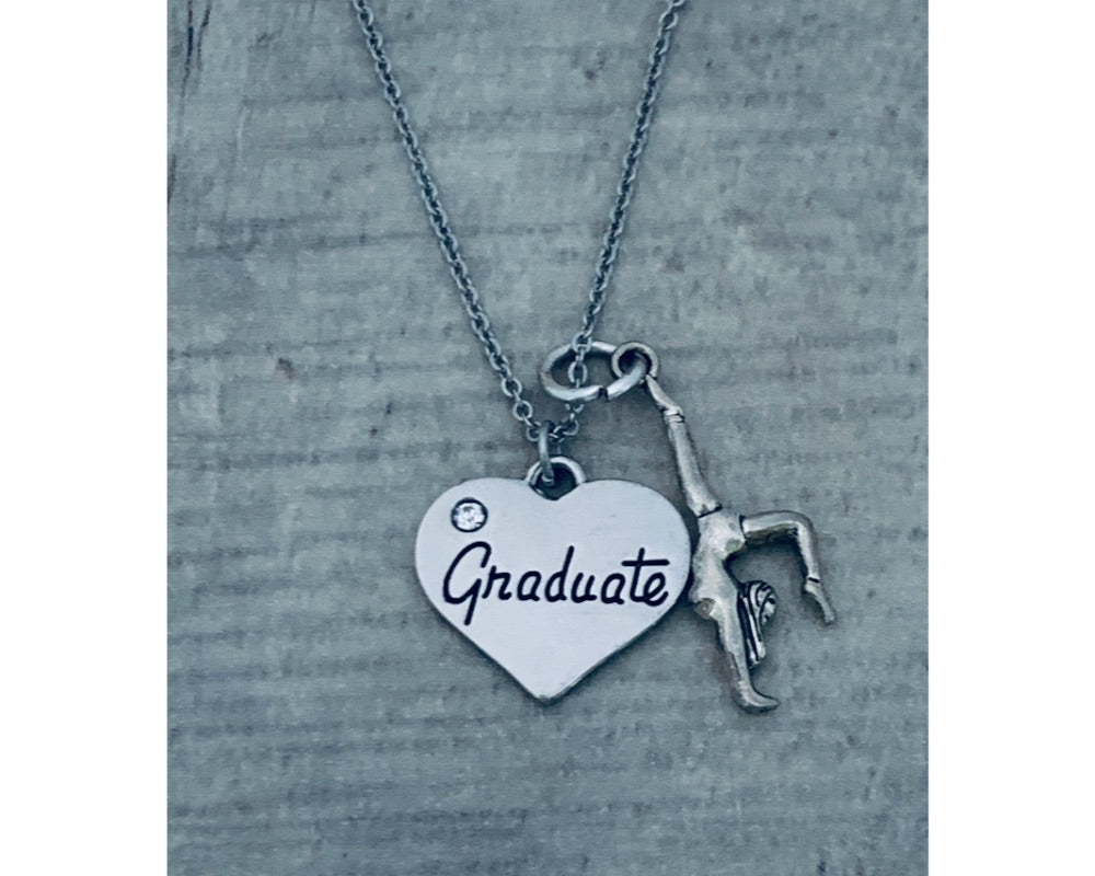 girls gymnastics Graduation Charm Necklace - Sportybella
