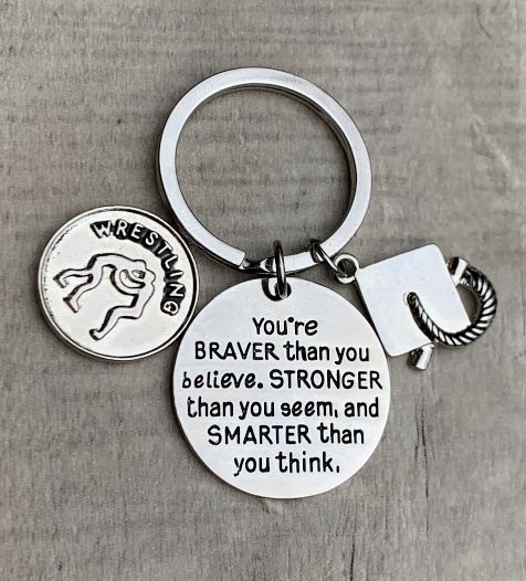 Sports Graduation Keychain - Braver Thank You Believe- Pick Activity
