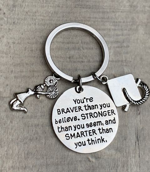 Sports Graduation Keychain - Braver Thank You Believe- Pick Activity