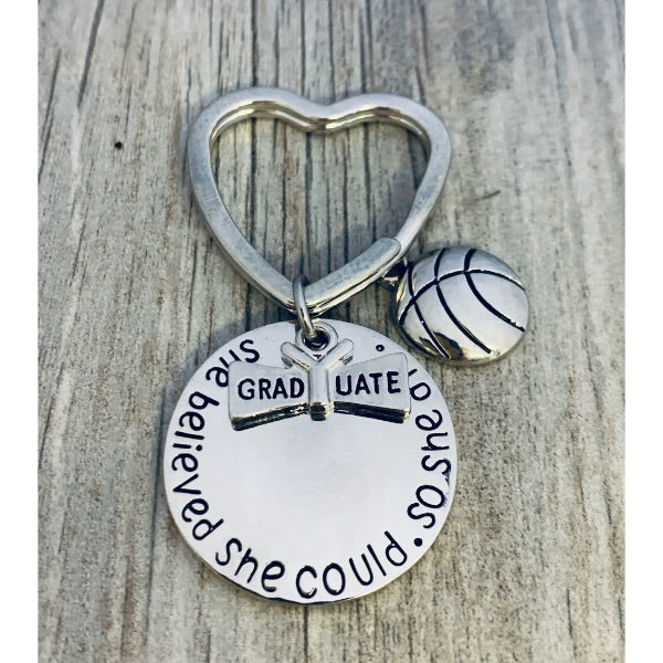 Graduation Keychain - She Believed She Could - Pick Sport