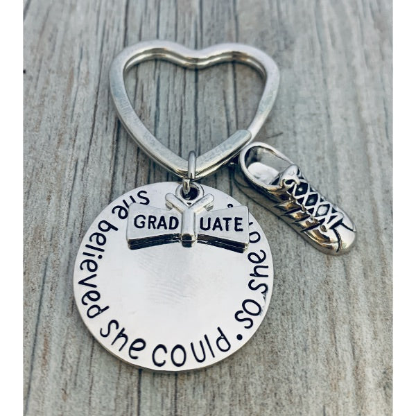 Graduation Keychain - She Believed She Could - Pick Sport
