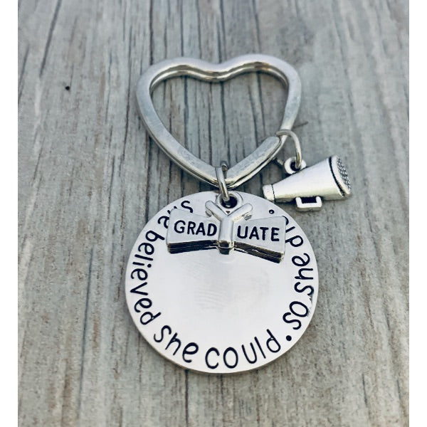 Graduation Keychain - She Believed She Could - Pick Sport