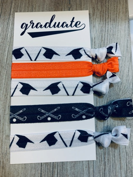 girls field hockey graduation hair ties orange