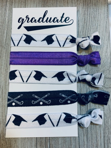 girls field hockey graduation hair ties purple