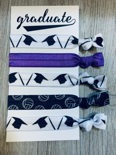 Graduation Volleyball Hair Ties Set - Pick Colors