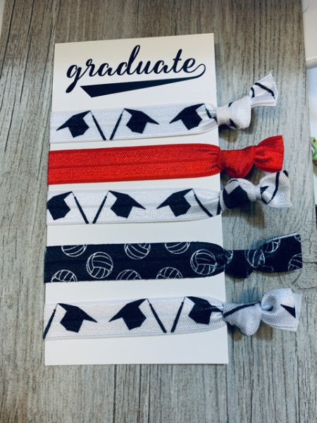Graduation Volleyball Hair Ties Set - Pick Colors