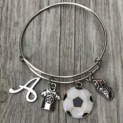 Personalized Soccer Bangle Bracelet