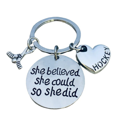Ice Hockey She Believed She Could So She Did Keychain