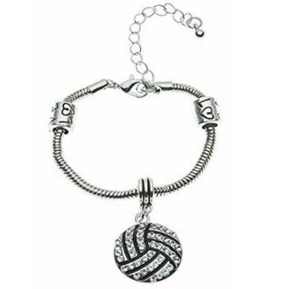 Volleyball Rhinestone Charm Bracelet