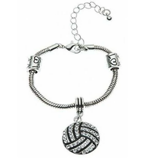 Volleyball Rhinestone Charm Bracelet