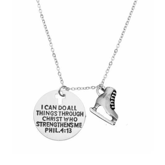 Figure Skating I Can Do All Things Through Christ Who Strengthens Me Necklace