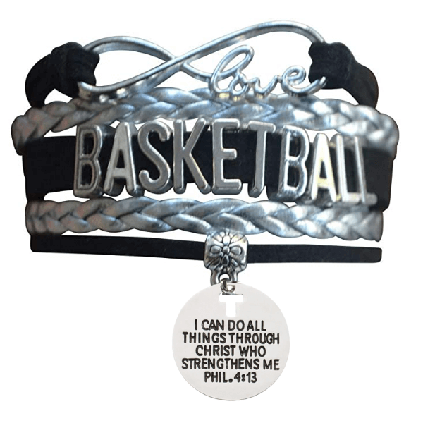 Basketball Christian Charm Bracelet, I Can Do All Things Through Christ Who Strengthens Me