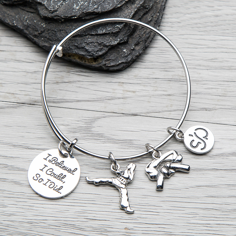 Martial Arts Charm Bangle Bracelet