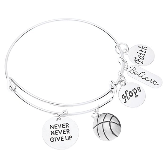 Basketball Never Give Up Bangle Bracelet