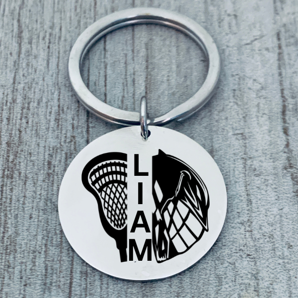 Personalized Engraved Lacrosse Helmet Keychain