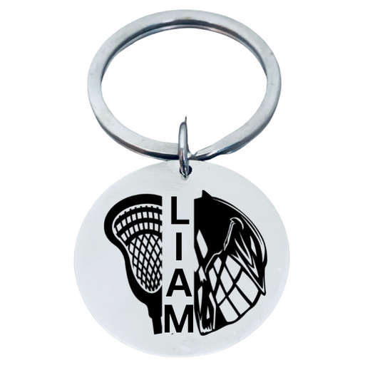 Personalized Engraved Lacrosse Helmet Keychain